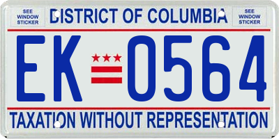 DC license plate EK0564