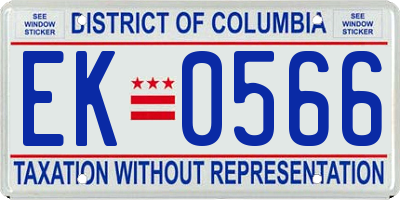 DC license plate EK0566