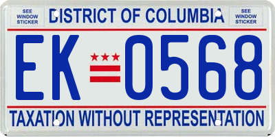 DC license plate EK0568