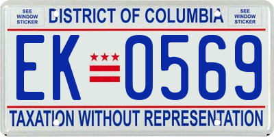 DC license plate EK0569