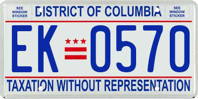 DC license plate EK0570