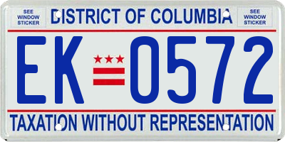 DC license plate EK0572