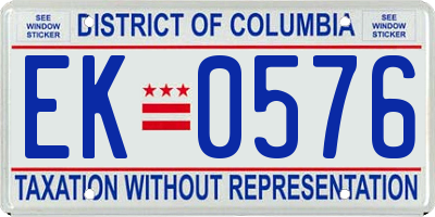 DC license plate EK0576
