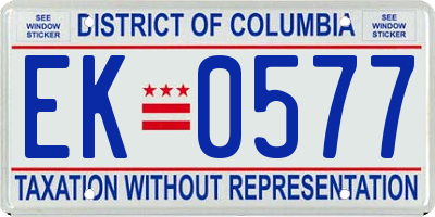 DC license plate EK0577