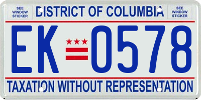 DC license plate EK0578