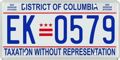 DC license plate EK0579