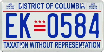 DC license plate EK0584