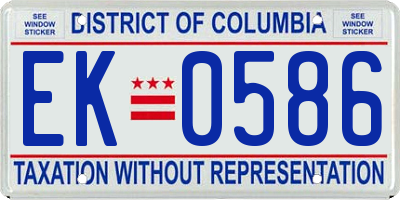 DC license plate EK0586