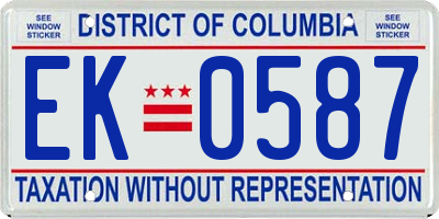 DC license plate EK0587