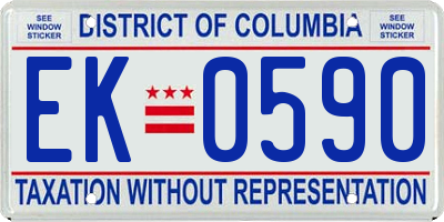 DC license plate EK0590