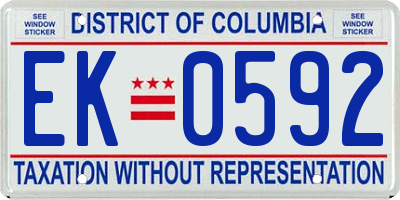 DC license plate EK0592