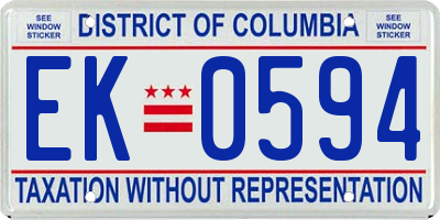 DC license plate EK0594