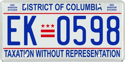 DC license plate EK0598