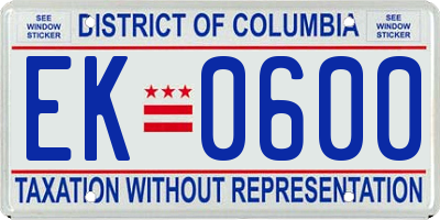 DC license plate EK0600