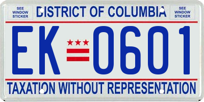 DC license plate EK0601