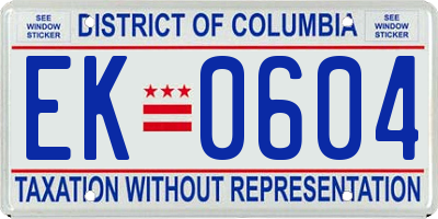 DC license plate EK0604