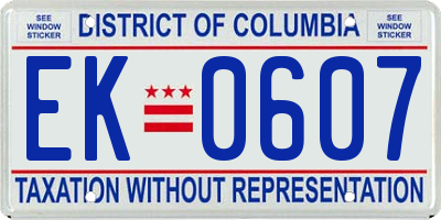 DC license plate EK0607