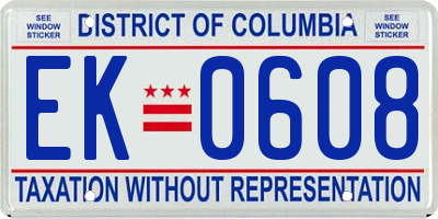 DC license plate EK0608