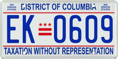 DC license plate EK0609