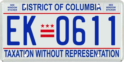 DC license plate EK0611