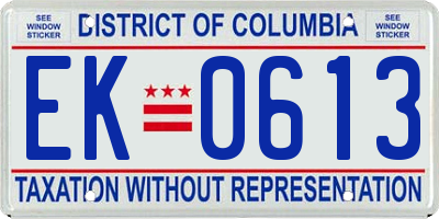 DC license plate EK0613