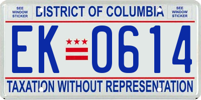 DC license plate EK0614