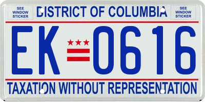 DC license plate EK0616