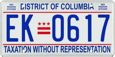 DC license plate EK0617