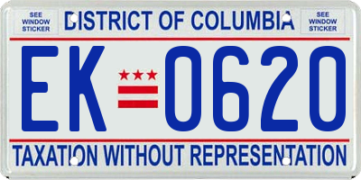 DC license plate EK0620