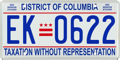 DC license plate EK0622