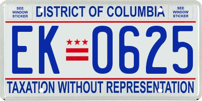 DC license plate EK0625