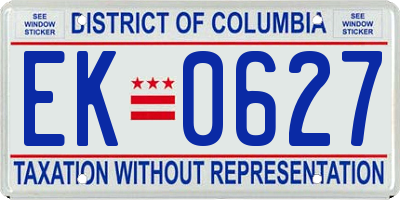 DC license plate EK0627