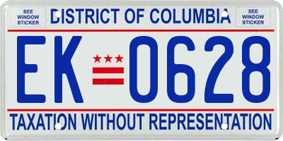 DC license plate EK0628