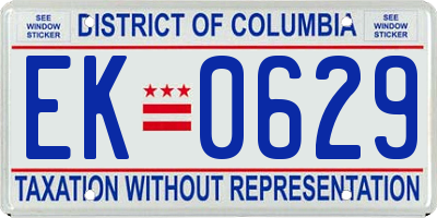 DC license plate EK0629
