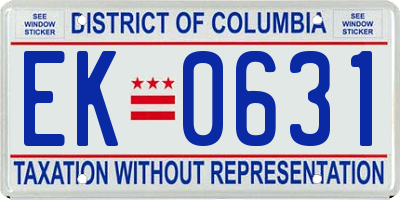 DC license plate EK0631