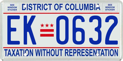 DC license plate EK0632