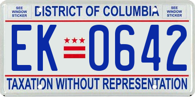 DC license plate EK0642