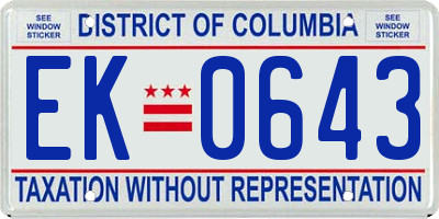 DC license plate EK0643