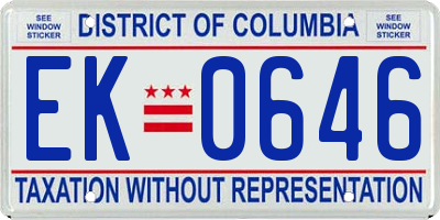 DC license plate EK0646