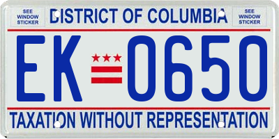 DC license plate EK0650