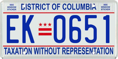 DC license plate EK0651