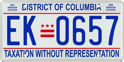 DC license plate EK0657