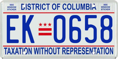 DC license plate EK0658