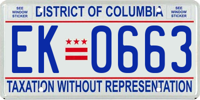 DC license plate EK0663