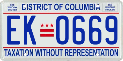 DC license plate EK0669