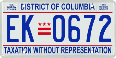 DC license plate EK0672