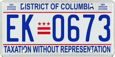 DC license plate EK0673