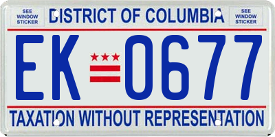 DC license plate EK0677