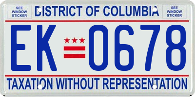 DC license plate EK0678