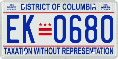 DC license plate EK0680
